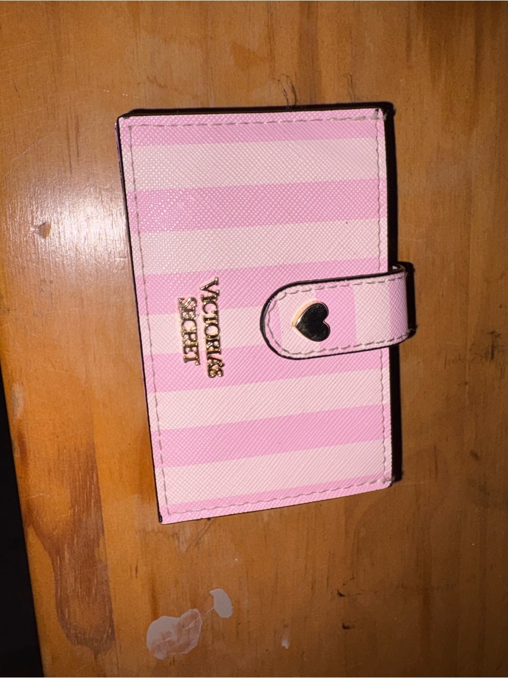 Victoria's Secret Pink Striped Card Case with Heart Snap